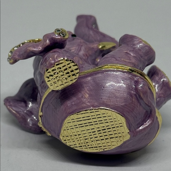 Rare Lilac Purple and Golden rhinestone Elephant secret stash trinket box - Picture 12 of 16